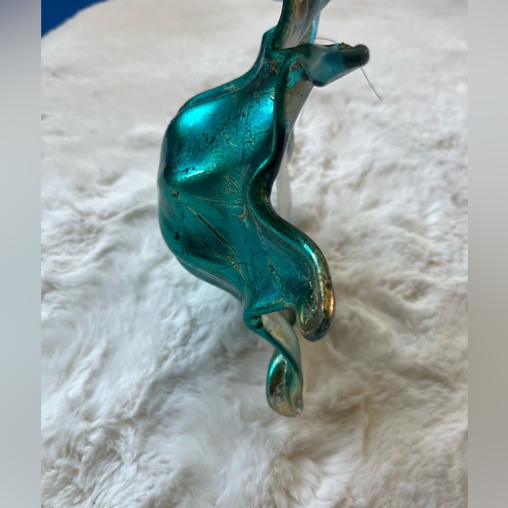Artistic Glass Bowl with Iridescent Green and Blue Hues - Picture 6 of 6